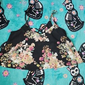 Ambiance Apparel Black Floral Top